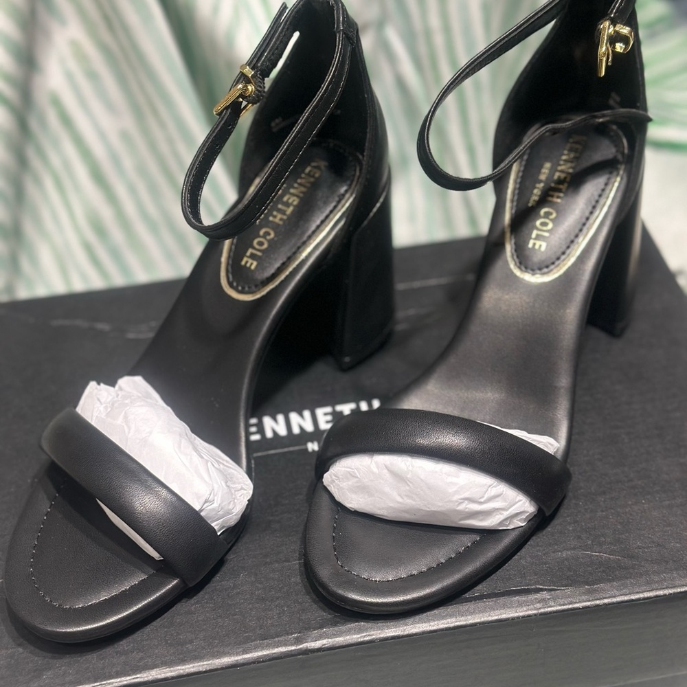 Kenneth Cole Black Block Heel Sandals